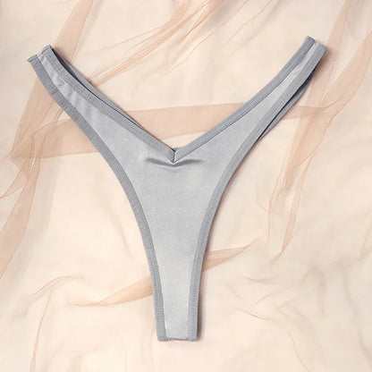 String de sport sexy taille V pour femme, couleur unie, respirant, confortable, entrejambe, taille basse, doux, sous-vêtement bikini