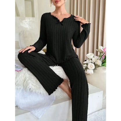 Pyjama côtelé pour femme – Vêtements de détente automne-hiver