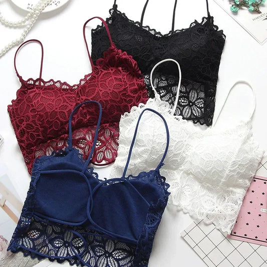 Soutien-gorge push-up sans bretelles en dentelle tournesol pour femme – Bralette push-up sans coutures