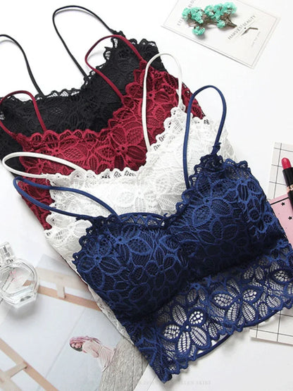 Soutien-gorge push-up sans bretelles en dentelle tournesol pour femme – Bralette push-up sans coutures