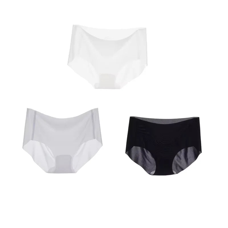 Lot de 3 strings transparents ultra-fins pour femme, sous-vêtements sexy sans couture, taille basse, couleur unie, séchage rapide