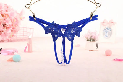 String en perles pour femme – Lingerie sexy à entrejambe ouvert