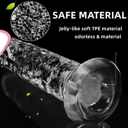 Gode réaliste en silicone – Jouet doux et réaliste avec base à ventouse