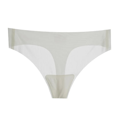 Lot de 3 strings transparents ultra-fins pour femme, sous-vêtements sexy sans couture, taille basse, couleur unie, séchage rapide