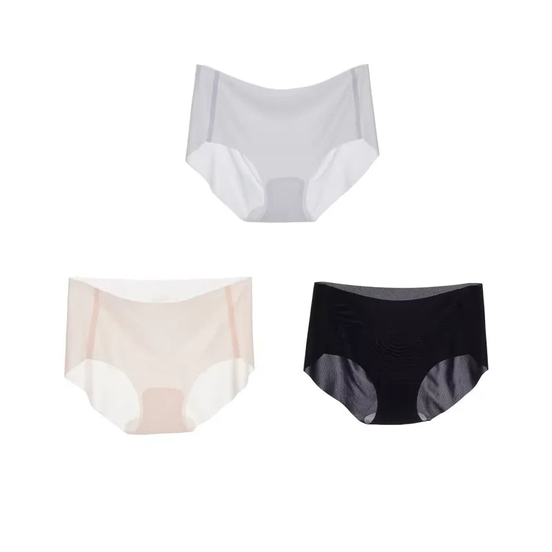 Lot de 3 strings transparents ultra-fins pour femme, sous-vêtements sexy sans couture, taille basse, couleur unie, séchage rapide
