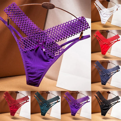 Culotte sexy pour femme, taille basse, ajourée, croisée, lingerie sexy, sous-vêtements confortables, string en soie glacée, tendance