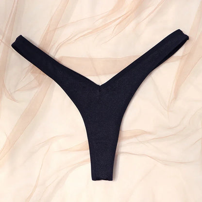 String de sport sexy taille V pour femme, couleur unie, respirant, confortable, entrejambe, taille basse, doux, sous-vêtement bikini