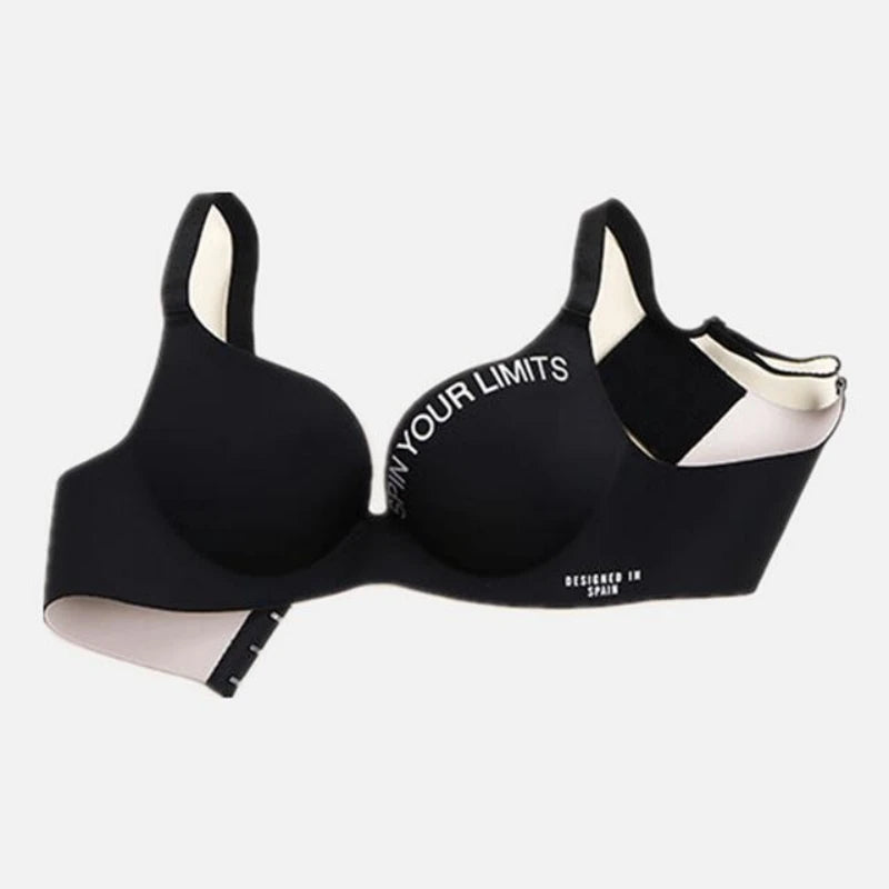Brassière décolletée en V sans coutures pour femme – Imprimé lettres
