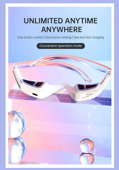 Lunettes de thérapie oculaire EMS – Masseur à lumière rouge et microcourant