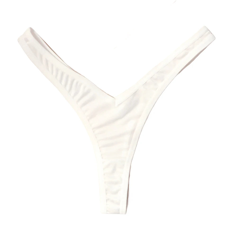 String de sport sexy taille V pour femme, couleur unie, respirant, confortable, entrejambe, taille basse, doux, sous-vêtement bikini