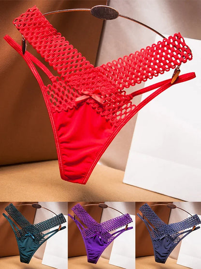 Culotte sexy pour femme, taille basse, ajourée, croisée, lingerie sexy, sous-vêtements confortables, string en soie glacée, tendance