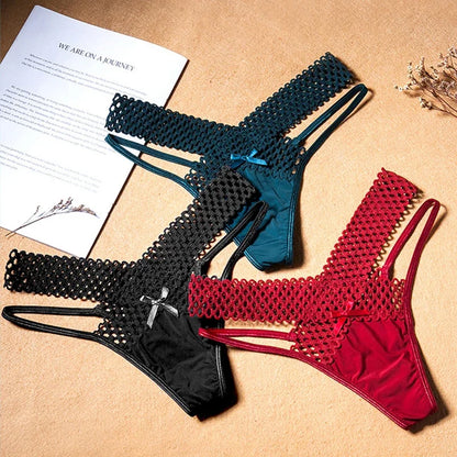 Culotte sexy pour femme, taille basse, ajourée, croisée, lingerie sexy, sous-vêtements confortables, string en soie glacée, tendance