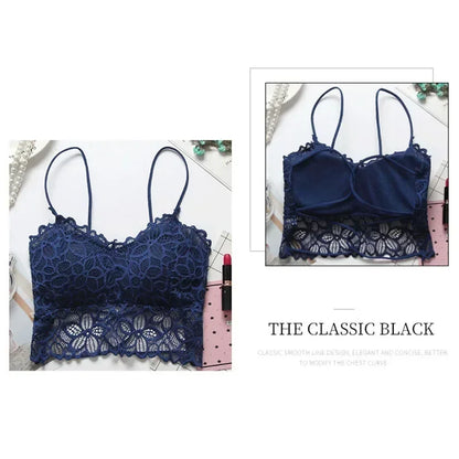 Soutien-gorge push-up sans bretelles en dentelle tournesol pour femme – Bralette push-up sans coutures