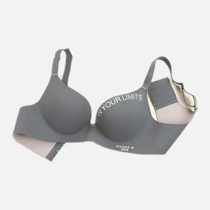Brassière décolletée en V sans coutures pour femme – Imprimé lettres