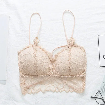 Soutien-gorge push-up sans bretelles en dentelle tournesol pour femme – Bralette push-up sans coutures