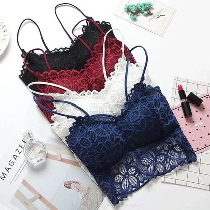 Soutien-gorge push-up sans bretelles en dentelle tournesol pour femme – Bralette push-up sans coutures