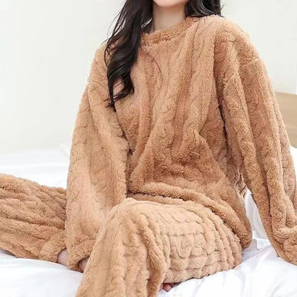 Ensemble pyjama en velours polaire pour femme – Pull et pantalon