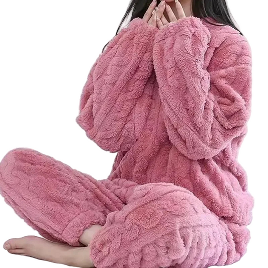 Ensemble pyjama en velours polaire pour femme – Pull et pantalon