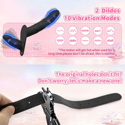 Vibromasseur à double tête pour pénis artificiel, ceinture vibrante et portable, pour lesbiennes, jouets sexuels vibrants, gode ceinture pour filles