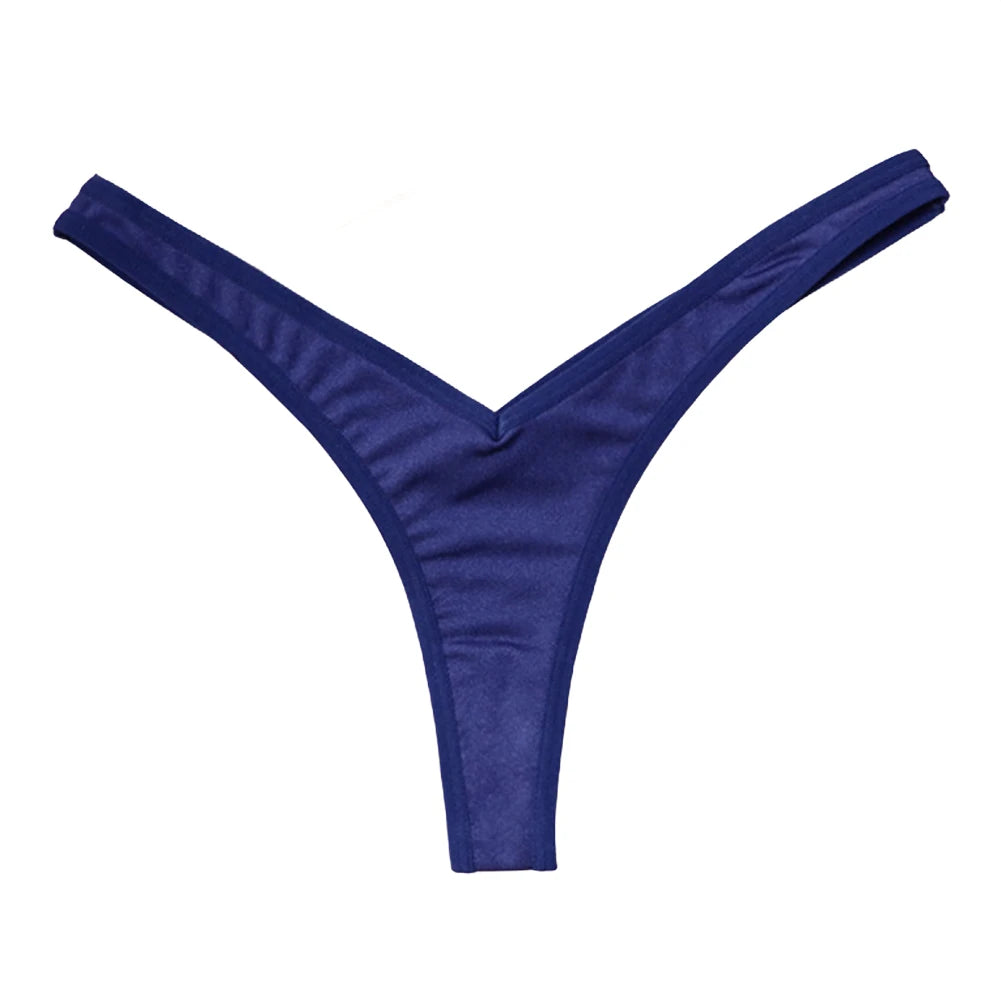 String de sport sexy taille V pour femme, couleur unie, respirant, confortable, entrejambe, taille basse, doux, sous-vêtement bikini