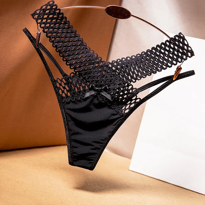 Culotte sexy pour femme, taille basse, ajourée, croisée, lingerie sexy, sous-vêtements confortables, string en soie glacée, tendance