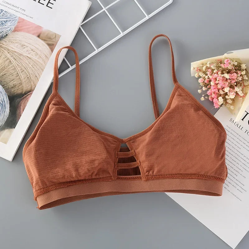 Soutien-gorge sans armatures à fines bretelles pour femme