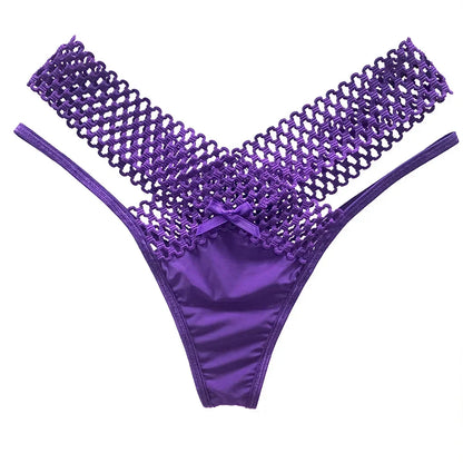 Culotte sexy pour femme, taille basse, ajourée, croisée, lingerie sexy, sous-vêtements confortables, string en soie glacée, tendance