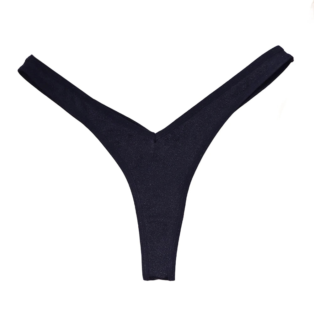 String de sport sexy taille V pour femme, couleur unie, respirant, confortable, entrejambe, taille basse, doux, sous-vêtement bikini