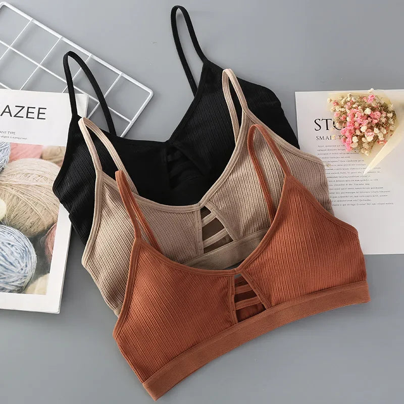 Soutien-gorge sans armatures à fines bretelles pour femme