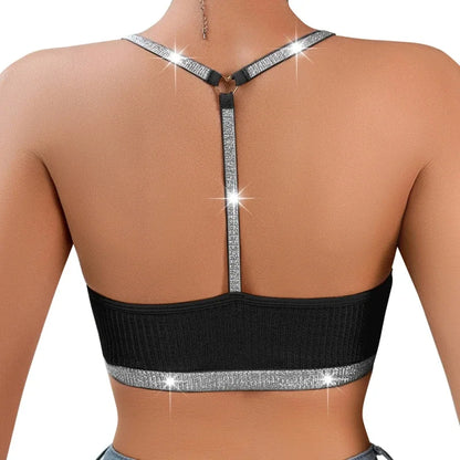 Soutien-gorge caraco dos nu en dentelle pour femme – Bralette côtelée à fleurs