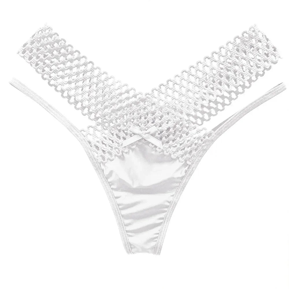 Culotte sexy pour femme, taille basse, ajourée, croisée, lingerie sexy, sous-vêtements confortables, string en soie glacée, tendance