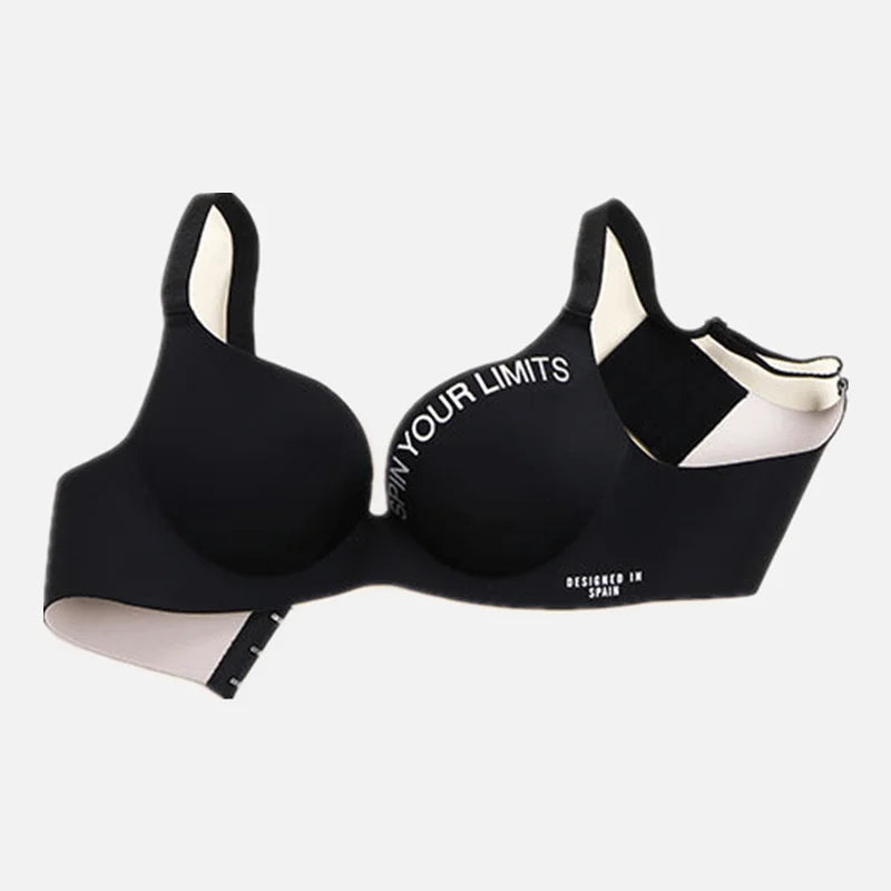 Brassière décolletée en V sans coutures pour femme – Imprimé lettres