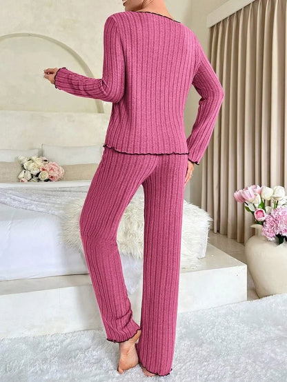 Pyjama côtelé pour femme – Vêtements de détente automne-hiver