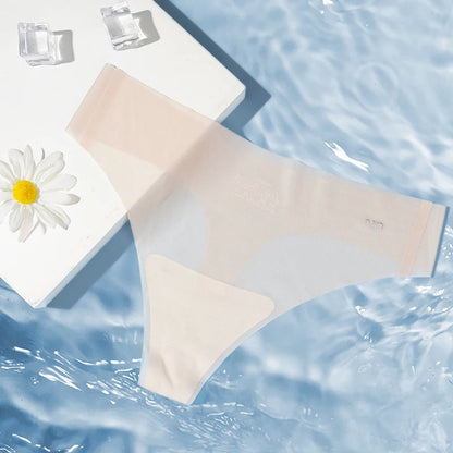 Lot de 3 strings transparents ultra-fins pour femme, sous-vêtements sexy sans couture, taille basse, couleur unie, séchage rapide