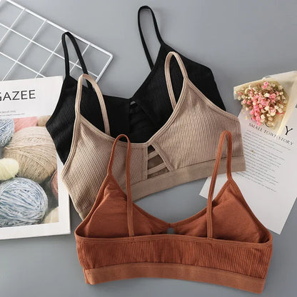 Soutien-gorge sans armatures à fines bretelles pour femme