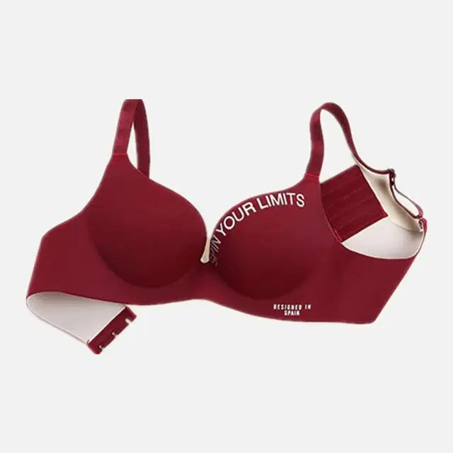 Brassière décolletée en V sans coutures pour femme – Imprimé lettres