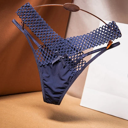 Culotte sexy pour femme, taille basse, ajourée, croisée, lingerie sexy, sous-vêtements confortables, string en soie glacée, tendance