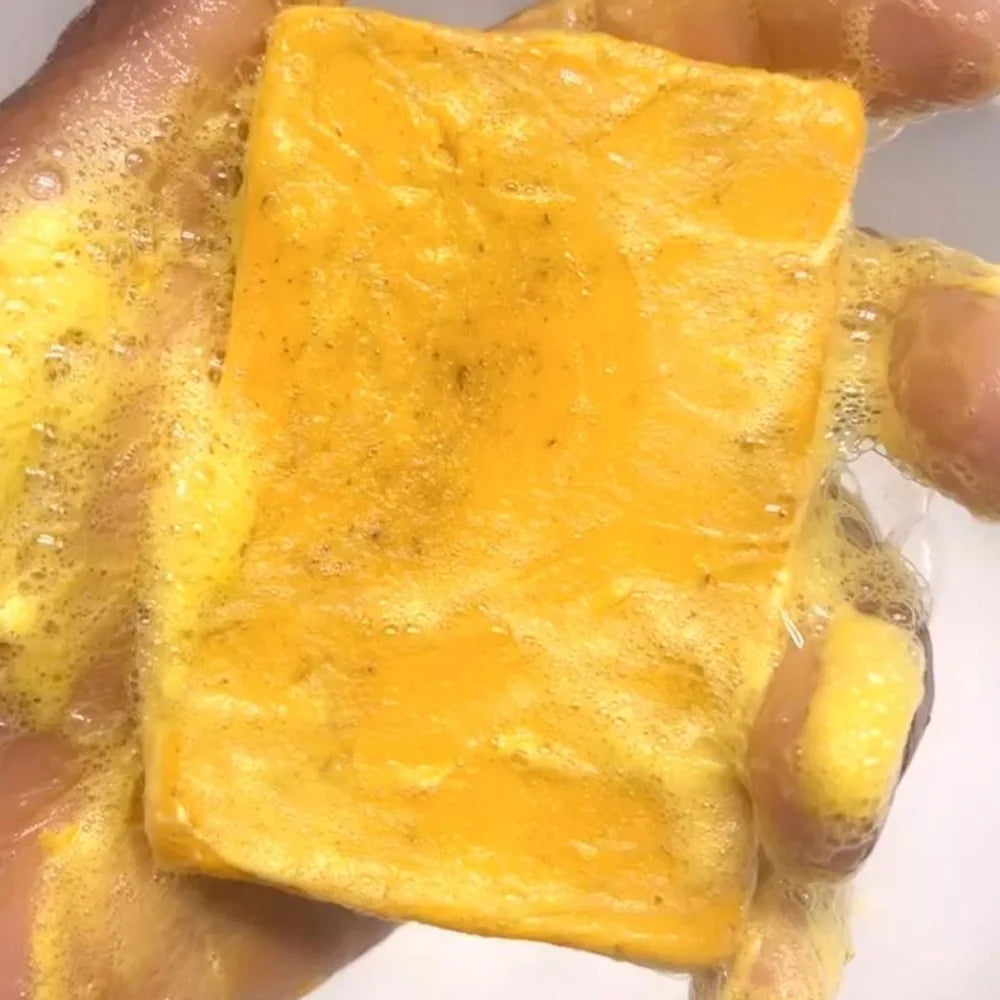 Savon artisanal au curcuma 100 g, savon au citron et à l'acide kojique, savon pour la douche et le visage