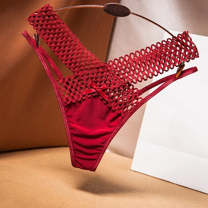 Culotte sexy pour femme, taille basse, ajourée, croisée, lingerie sexy, sous-vêtements confortables, string en soie glacée, tendance