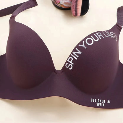 Brassière décolletée en V sans coutures pour femme – Imprimé lettres