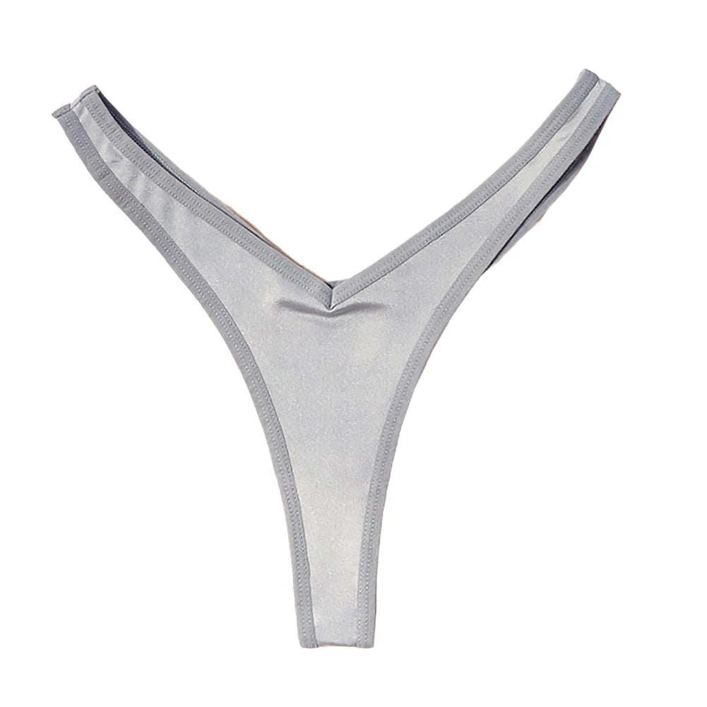 String de sport sexy taille V pour femme, couleur unie, respirant, confortable, entrejambe, taille basse, doux, sous-vêtement bikini