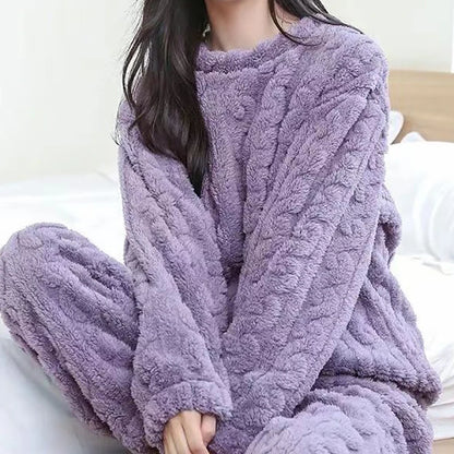 Ensemble pyjama en velours polaire pour femme – Pull et pantalon