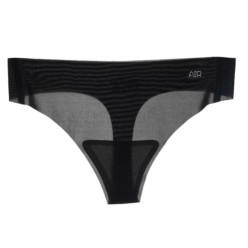 Lot de 3 strings transparents ultra-fins pour femme, sous-vêtements sexy sans couture, taille basse, couleur unie, séchage rapide
