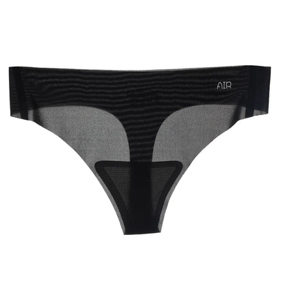 Lot de 3 strings transparents ultra-fins pour femme, sous-vêtements sexy sans couture, taille basse, couleur unie, séchage rapide