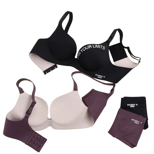 Brassière décolletée en V sans coutures pour femme – Imprimé lettres