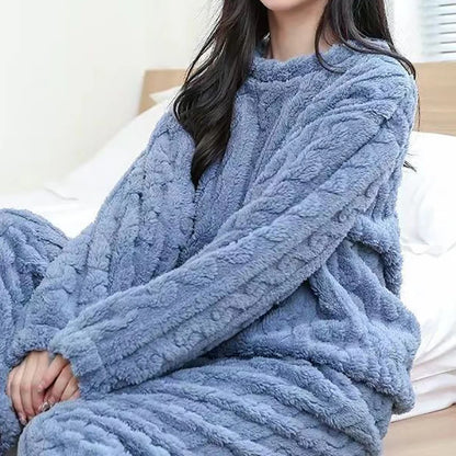 Ensemble pyjama en velours polaire pour femme – Pull et pantalon