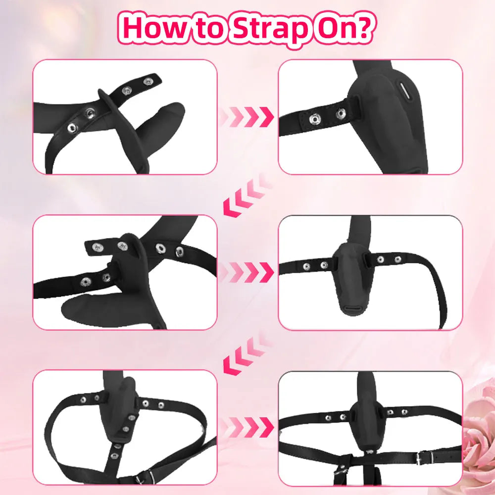 Vibromasseur à double tête pour pénis artificiel, ceinture vibrante et portable, pour lesbiennes, jouets sexuels vibrants, gode ceinture pour filles