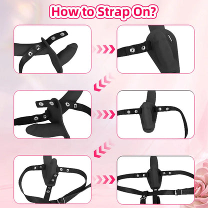 Vibromasseur à double tête pour pénis artificiel, ceinture vibrante et portable, pour lesbiennes, jouets sexuels vibrants, gode ceinture pour filles