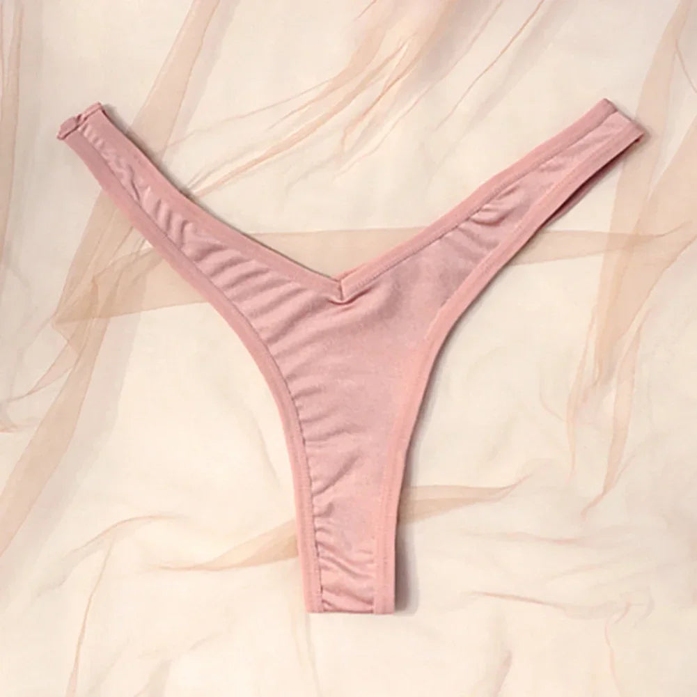 String de sport sexy taille V pour femme, couleur unie, respirant, confortable, entrejambe, taille basse, doux, sous-vêtement bikini