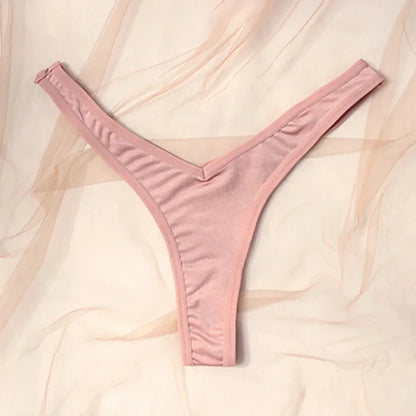 String de sport sexy taille V pour femme, couleur unie, respirant, confortable, entrejambe, taille basse, doux, sous-vêtement bikini